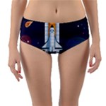 Spaceship Milkyway Galaxy Reversible Mid-Waist Bikini Bottoms