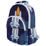 Spaceship Milkyway Galaxy Rounded Multi Pocket Backpack