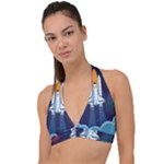 Spaceship Milkyway Galaxy Halter Plunge Bikini Top