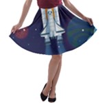 Spaceship Milkyway Galaxy A-line Skater Skirt