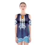 Spaceship Milkyway Galaxy Shoulder Cutout One Piece Dress