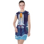 Spaceship Milkyway Galaxy Drawstring Hooded Dress