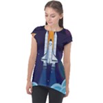 Spaceship Milkyway Galaxy Cap Sleeve High Low Top