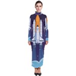 Spaceship Milkyway Galaxy Turtleneck Maxi Dress