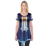 Spaceship Milkyway Galaxy Short Sleeve Tunic 