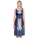 Spaceship Milkyway Galaxy Midi Sleeveless Dress