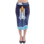 Spaceship Milkyway Galaxy Midi Pencil Skirt