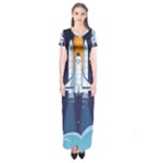 Spaceship Milkyway Galaxy Short Sleeve Maxi Dress