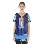 Spaceship Milkyway Galaxy Skirt Hem Sports Top