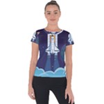 Spaceship Milkyway Galaxy Short Sleeve Sports Top 