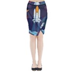Spaceship Milkyway Galaxy Midi Wrap Pencil Skirt