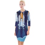 Spaceship Milkyway Galaxy Quarter Sleeve Hood Bodycon Dress