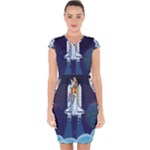 Spaceship Milkyway Galaxy Capsleeve Drawstring Dress 