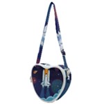 Spaceship Milkyway Galaxy Heart Shoulder Bag