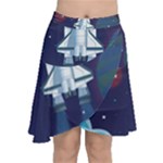 Spaceship Milkyway Galaxy Chiffon Wrap Front Skirt