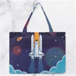 Spaceship Milkyway Galaxy Zipper Medium Tote Bag