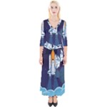 Spaceship Milkyway Galaxy Quarter Sleeve Wrap Maxi Dress