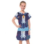 Spaceship Milkyway Galaxy Kids  Drop Waist Dress
