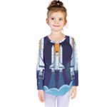 Spaceship Milkyway Galaxy Kids  Long Sleeve T-Shirt