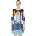 Spaceship Milkyway Galaxy Quarter Sleeve Pocket Dress