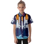 Spaceship Milkyway Galaxy Kids  Short Sleeve Shirt
