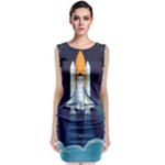 Spaceship Milkyway Galaxy Sleeveless Velvet Midi Dress