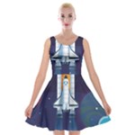 Spaceship Milkyway Galaxy Velvet Skater Dress