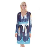 Spaceship Milkyway Galaxy Long Sleeve Velvet Front Wrap Dress