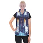 Spaceship Milkyway Galaxy Women s Button Up Vest