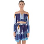 Spaceship Milkyway Galaxy Off Shoulder Top with Skirt Set