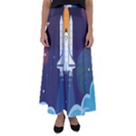 Spaceship Milkyway Galaxy Flared Maxi Skirt