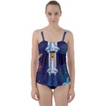 Spaceship Milkyway Galaxy Twist Front Tankini Set