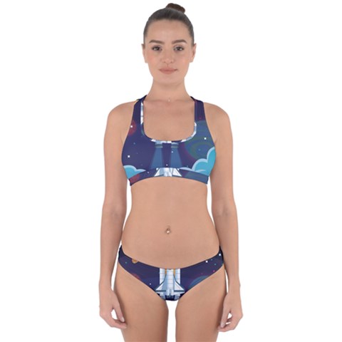 Spaceship Milkyway Galaxy Cross Back Hipster Bikini Set from ArtsNow.com