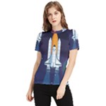 Spaceship Milkyway Galaxy Women s Short Sleeve Rash Guard