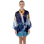 Spaceship Milkyway Galaxy Long Sleeve Satin Kimono