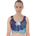 Spaceship Milkyway Galaxy Velvet Racer Back Crop Top