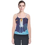Spaceship Milkyway Galaxy Velvet Spaghetti Strap Top