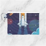 Spaceship Milkyway Galaxy Canvas Cosmetic Bag (Medium)
