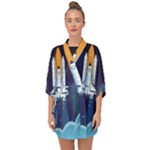 Spaceship Milkyway Galaxy Half Sleeve Chiffon Kimono