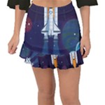 Spaceship Milkyway Galaxy Fishtail Mini Chiffon Skirt