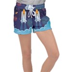 Spaceship Milkyway Galaxy Women s Velour Lounge Shorts