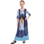 Spaceship Milkyway Galaxy Kids  Quarter Sleeve Maxi Dress