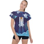 Spaceship Milkyway Galaxy Ruffle Collar Chiffon Blouse