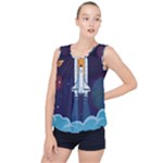 Spaceship Milkyway Galaxy Bubble Hem Chiffon Tank Top