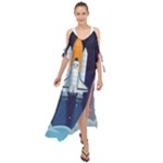 Spaceship Milkyway Galaxy Maxi Chiffon Cover Up Dress