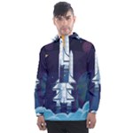 Spaceship Milkyway Galaxy Men s Front Pocket Pullover Windbreaker