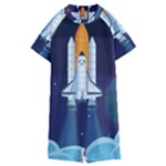 Spaceship Milkyway Galaxy Kids  Boyleg Half Suit Swimwear