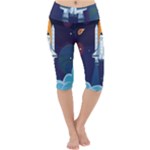Spaceship Milkyway Galaxy Lightweight Velour Cropped Yoga Leggings