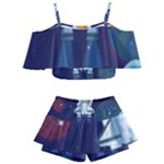 Spaceship Milkyway Galaxy Kids  Off Shoulder Skirt Bikini
