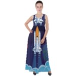 Spaceship Milkyway Galaxy Empire Waist Velour Maxi Dress